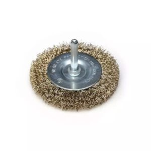 Pločasta žičana četka, presvučena mesingom 75mm s osovinom
