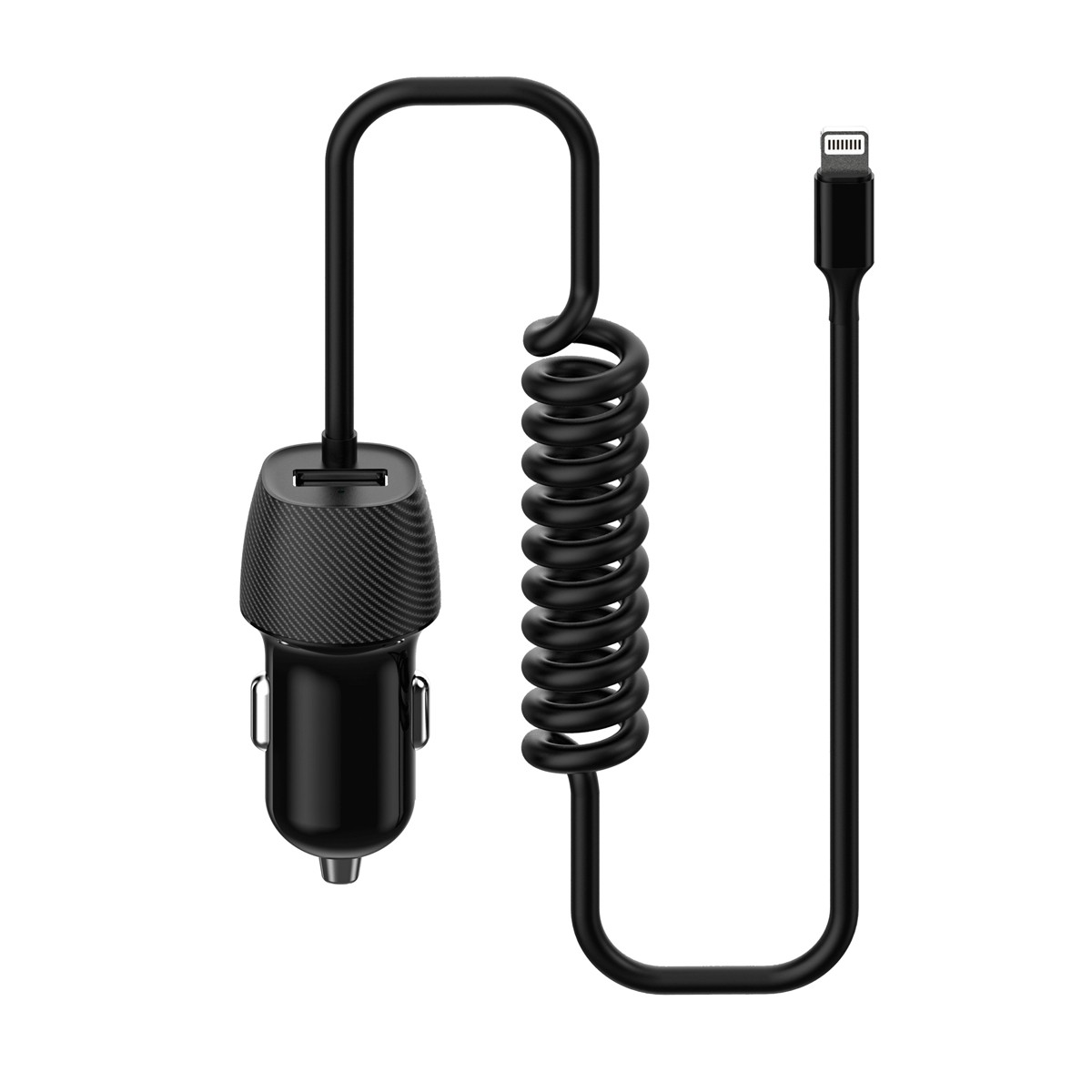 Auto adapter za punjenje spiralni kabel 3,4A USB A+ Lightning kabel