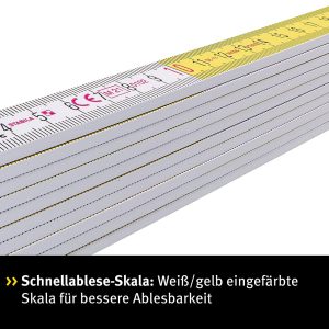 STABILA drveni sklopivi metar, 2 m, serija 700, tip 717 bijelo-žuta metrička ljestvica