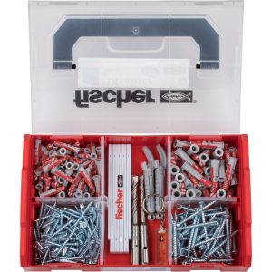 Fischer FIXtainer, set pribora za montažu (tipli+vijci+metar+otvarač za boce+privjesak libela), 306kom, 4,5/5/6/8