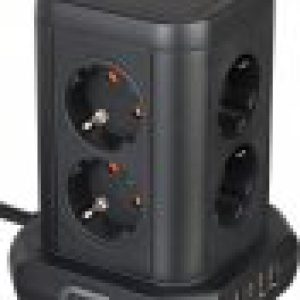 Brennenstuhl osmerostruka prenosiva šuko utičnica s prekidačem + 4xUSB 4,8A 3x1,5mm2, 45º, 16A, 2m, crna