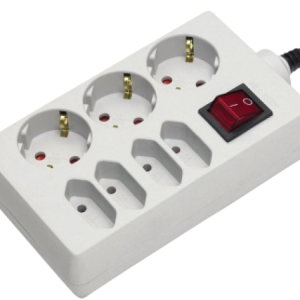 Brennenstuhl sedmerostruka prenosiva utičnica s prekidačem, 3 šuko + 4 euro utičnice 3x1,5mm2, 45º, 16A, 1,4m, bijela