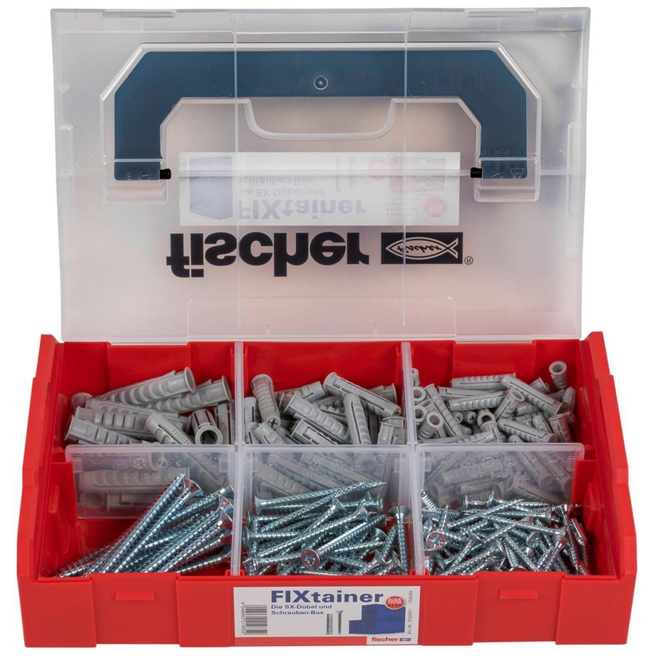 Fischer FIXtainer, set SX tipli + vijci u kutiji, 105 kom/pakiranje, 6/8/10